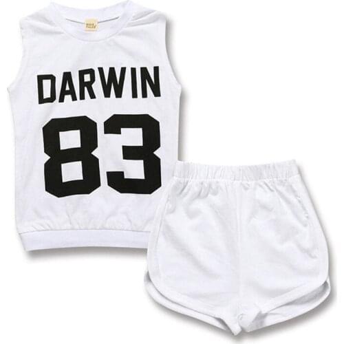 2019 Summer Baby Boys Girls Clothes Suits Sets Boy Girl Vest Shorts 2pcs Set Children Cartoon Tracksuit Kids Sport Suit Clothing