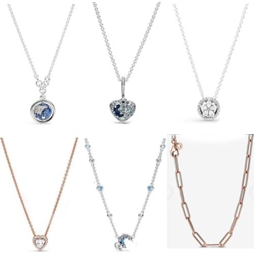 2020 NEW 100% 925 Sterling Silver Winter 2020 Collection Sparkling Snowflake Necklace Fit Girl Original Fashion Jewelry Gift