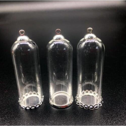 5set 50x18mm Bell shape tube clear glass bubble bottle jar lace tray top connector for DIY jewelry necklace accessories finding