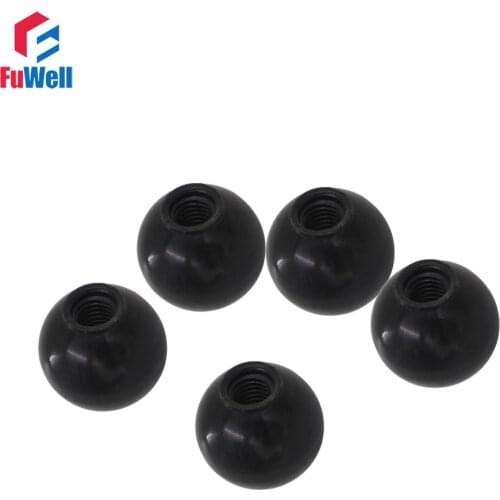 5pcs M8 x 30mm Female Thread Ball Lever Knobs 8mm Thread Diameter 30mm Ball Diameter Black Bakelite Ball Knob