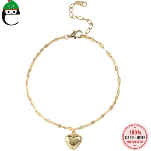 ElfoPlataSi Authentic 925 Sterling Silver Fashion Love Girlfriends Gift Chain Bracelet For Women Party Sweet Heart Jewelry Y3-52