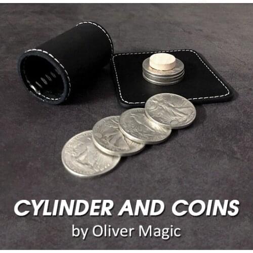 Cylinder and Coins Magic Tricks Walking Liberty Half Dollar Magia Magician Close Up Illusions Gimmick Props Mentalism Fun Easy