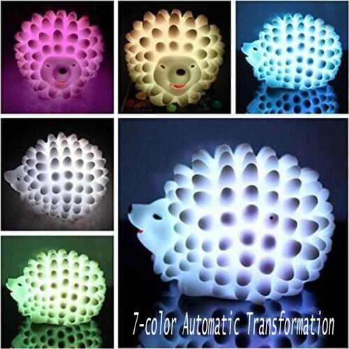 Colorful Cute Hedgehog Shape Night Light PVC Material Baby LED Lights Childrens Night Light Home Bedside Decoration Lamp