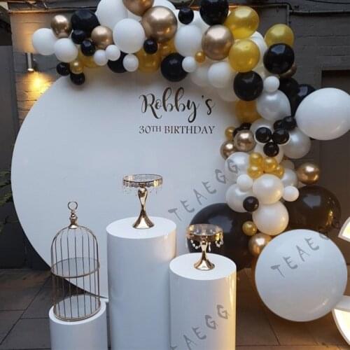 123Pcs Baby Happy Birthday Party Decoration Balloons Backdrop Black White Metallic Gold Balls Lady Wedding Balloon Garland Decor