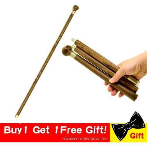 Wooden Walking Cane Stick Foldable Vintage Wood Round Head Canes 3-Sections Gentle Travel Walking Gentleman Stick Portable