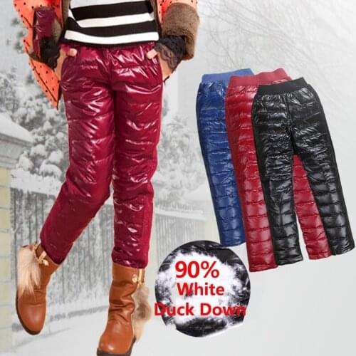 Kids Outdoor Winter White Down Pants Thicken Thermal Skiing Sports Children Warm Trousers Camping Climbing Windproof Girl Pants