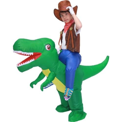 Kids Child Inflatable Dinosaur Costume T Rex Costumes Cosplay Cowboy Ride on Dinosaur Funny Party Inflated Garment Disfraces