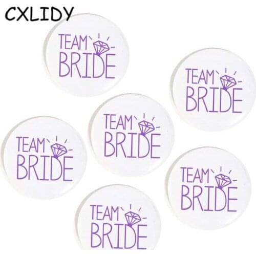 Purple word white Bottom Hen Party Supplies Purple Team Bride Badge Bride Badge Hen Party Decoration Wedding Badge aa042