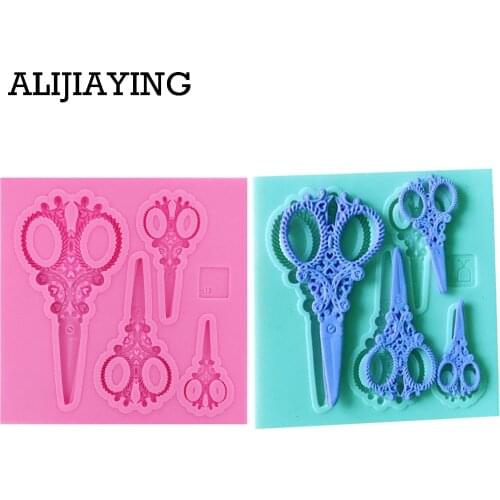 M1001 1Pcs DIY Silicone sugarcraft Scissors silicone mold fondant mold cake decorating tools chocolate gumpaste mold