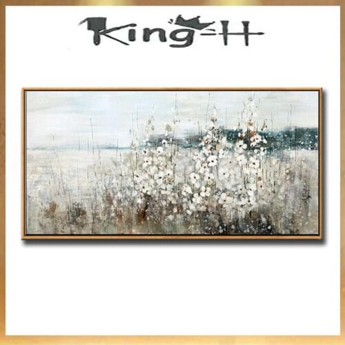 Natural suburban landscape Hand painted canvas oil painting white flowers wall art picture home decor for living room bedroom