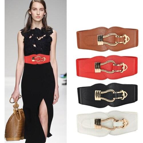 Fashion Women Wide Waistbands Elastic Leather Waist Belt Shirt Skirt Waist Seal