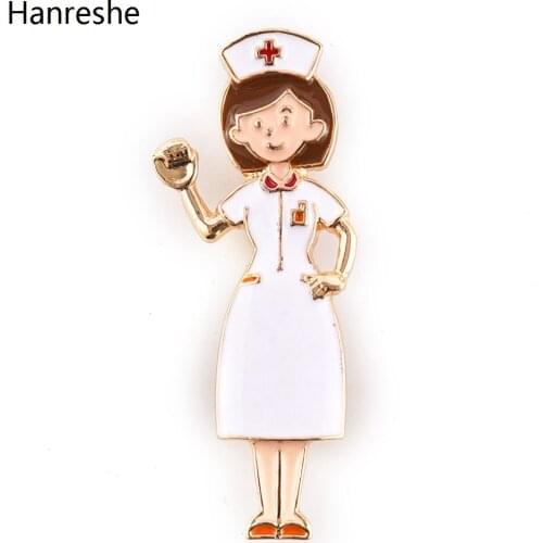 Cartoon Cute Enamel Brooch Pin Medical Staff Shape Alloy White Lapel Pins For Doctor Nurse Medicine Badge Jewelry Accessories