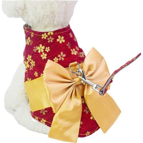 Pet Chest Strap for Cats and Dogs Cotton Linen Polyester Material Breathable Beautiful Comfortable Traction Belt Japanese Style