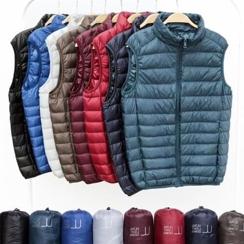 Gowyimmes Autumn Slim Men Down Vest Big Size Short Light Thin Sleeveless White Down Coats Waistcoat Winter Clothes Clothing P778