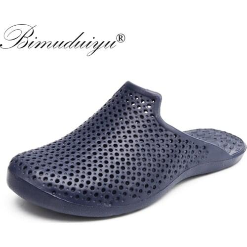 BIMUDUIYU Beach Slippers Breathable Summer Men Flip Flops Lightweight Massage Male Slippers Non-slide Zapatos Hombre Casual Shoe