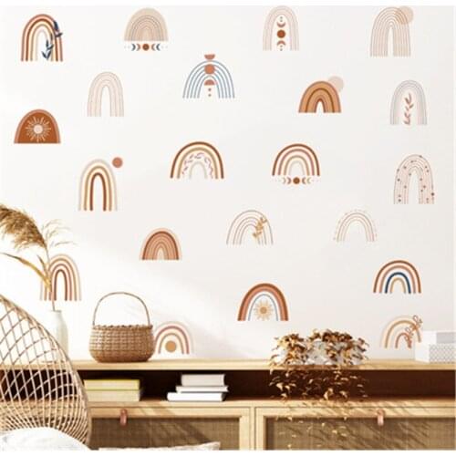 Rainbow Wall Stickers for Kids Rooms Nordic Bohemia Style Decorative Sticker Children Wall Stickers Baby Girls Decoration Room