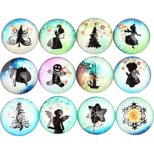 Reidgaller mix christmas noel photo round glass cabochons 12mm 20mm 25mm 30mm diy jewelry findings for pendant keychain making