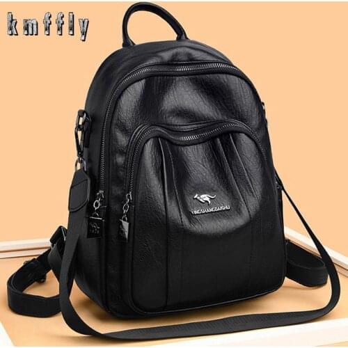 Women Leather Backpacks For Teenage Girls Large Capacity Ladies Travel Backpack School Bags Sac a Dos Shoulder Bags For women