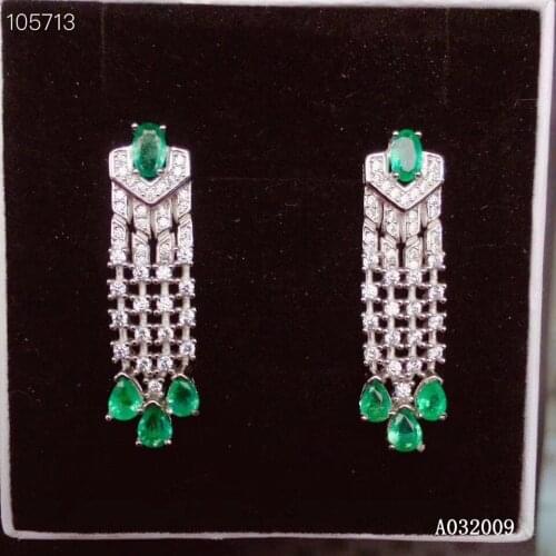 KJJEAXCMY 925 sterling silver inlaid natural emerald earrings new fashion ladies ear stud support test
