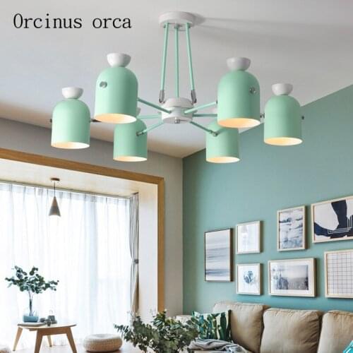 Nordic modern minimalist iron pendant lamp living room bedroom creative personality candy color matching spider pendant lamp