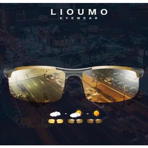 LIOUMO Design Square Sunglasses For Men Women Polarized Driving Glasses Day Night Vision Goggles Anti-Glare gafas de sol hombre