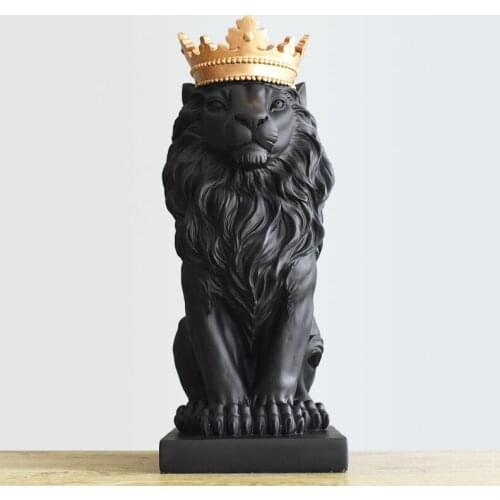Statues Ornament Home Decoration Crafts Mascot Modern Office Desktop Figurines Sales Handsome Crown Lion Resin Sculptures Art