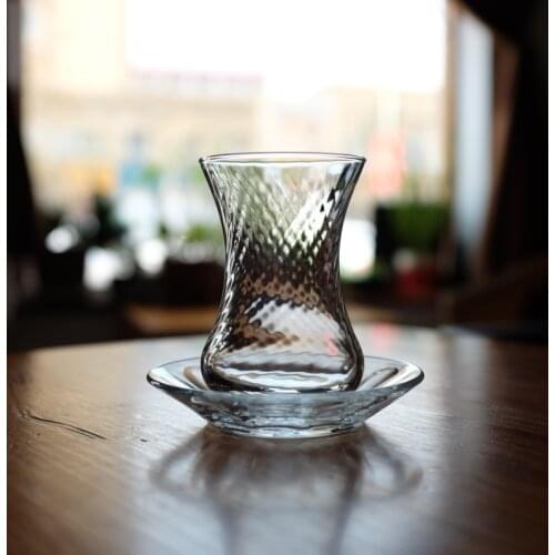 Turkish traditional transparency glass black tea cup ice drop Turkey coffee cup dish set water drink coffeeware teaware