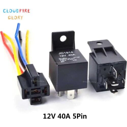 CloudFireGlory JD1914 JD1912 Waterproof Auto Relay with socket Universal Automotive car relay 12V 40A 5pin 4pin 1NO 1NC
