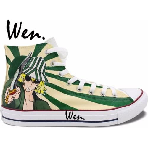 Wen Anime Hand Painted Sneakers Design Custom Bleach Urahara Kisuke Man Womans High Top Custom Canvas Shoes for Christmas Gifts