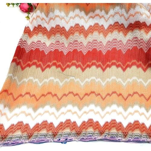 Knitting Lace Fabrics Zig Zag Wave Striped Lace Crochet Mesh Fabric Diy Fashion Cloth 150CM/1070