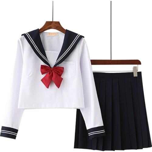 Japanese Uniform for Girls School Uniform Skirt Japanese COS Kansai Sailor Suit Class Uniform Students Clothes Navy Pleated Sets