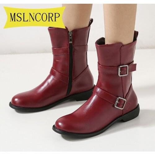 Plus Size 34-43 Women Lace-up Boots Women Ridding Boots Platform Winter New England Style Cingulate Boots Women Short Plush Warm