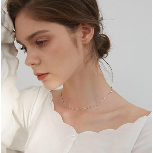 Sweet 925 Sterling Silver Shiny Snake Chain Choker Geometric Simple Bead Chain Necklace For Women Gift Fine Jewelry Accessories