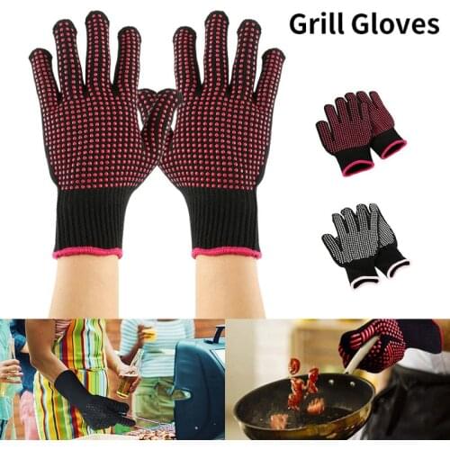 1 Pair of Barbecue Gloves Heat-resistant High-quality Insulating Silicone Non-slip Gloves Kitchen Cooking Baking Accessories