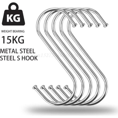 10 Pcs S Shaped Hooks Clasp Heavy Duty Stainless Steel Hanger Hanging Storage Organizer for Clothes Plants Utensils