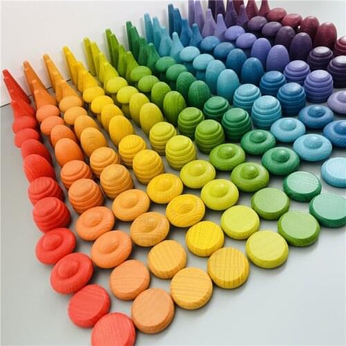168pcs Creative Loose Parts Toys Baby Kids Mushroom Honeycomb Droplet Blocks Nordic Sensory Toys Wooden Montessori Rainbow Block