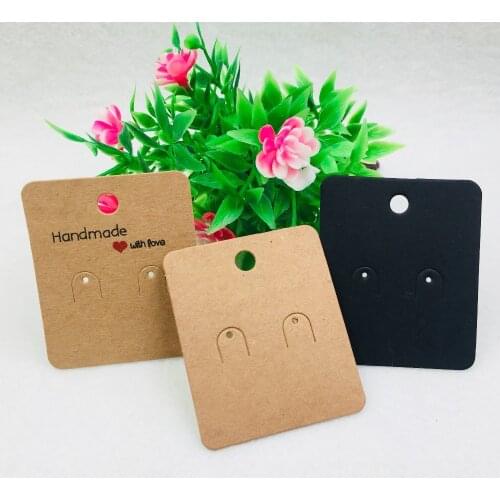 24pcs 6*5cm Vintage Kraft Paper Jewelry display Card Cute Earring Packing Sale Card Fashion Accessories display