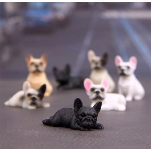 3 Kinds Cute Cartoon Simulation French Bulldog Pet Dog Dolls Mini Action Figures Toys Car Desk Decoration Models Gifts