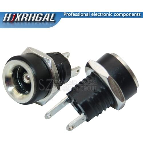 5Pcs 5A 30v For DC Power Supply Jack Socket Female Panel Mount Connector 5.5mm 2.1mm Plug Adapter 2 Terminal Types 5.5x2.1