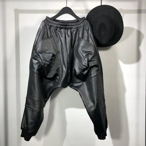 Owen Seak Men Casual Cross Pants High Street Wear Dark Ankle Length Pants Winter Men Japanese Sweatpants Harem Black Pants