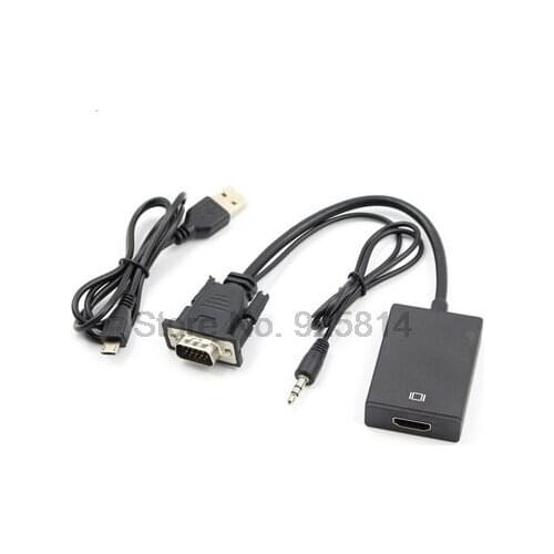 By dhl or ems 200pcs VGA to HDMI Converter Adapter Output 1080P HD with Audio VGA2HDMI TV AV to HDTV Video Cable for TV PC
