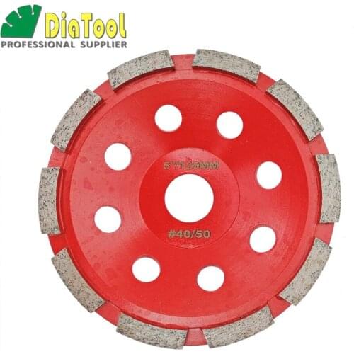 DIATOOL 5 Inch (125mm) Single Row Cup Wheel For Concrete, Grinding Disc, Grinding Wheel, Bore 22.23mm
