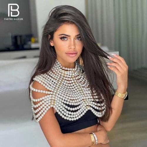 PB New Stylish Pure Handmade Elegant Pearl Tippet Celebrity Party Glamourous Femal Shawl