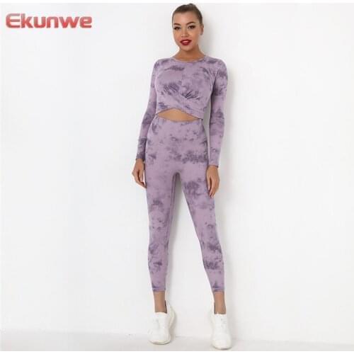 Naked-Feel Fabric Yoga Suits Tie Dye High waist Leggings Sets Gym Workout Yoga Sets Fitness Sports Suits Gym Sports Shirts Sets