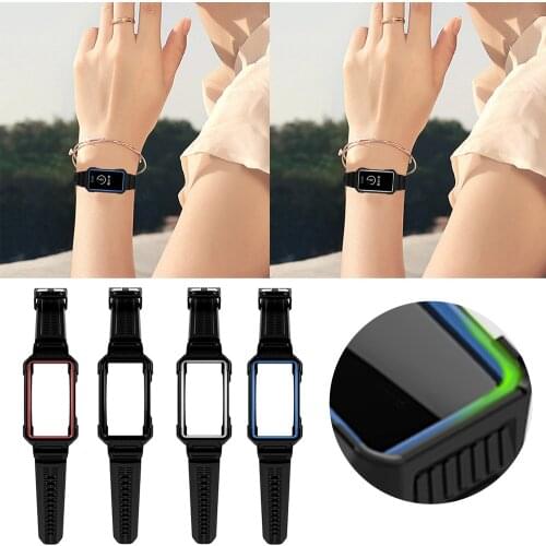 Gosear Silicone Strap Band Wristband Bracelet Shatter-Resistant Bumper Protective Case Frame for Fitbit Charge 3 Fit bit Charge3