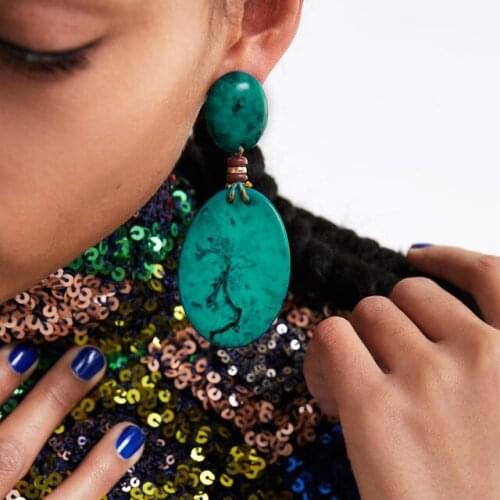 LEADERBEADS Women 's ZA Bohemian Resin Drop Earrings Vintage Wooden Beads Dangle Earrings for Female Wholesale Fashion Jewelry