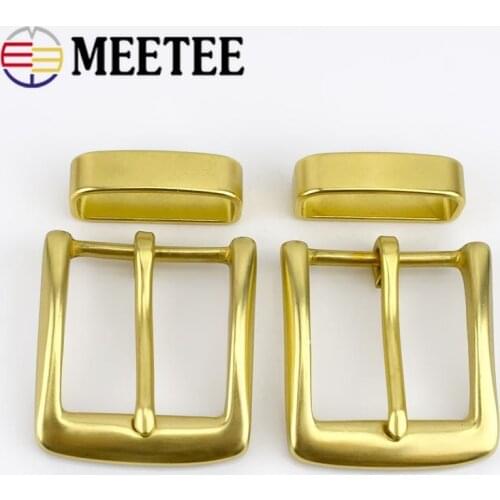Meetee 40mm Solid Brass Belt Buckle Men Women Metal Pin Buckles Head For Belts 38-39mm DIY Leather Craft Jeans Accessories