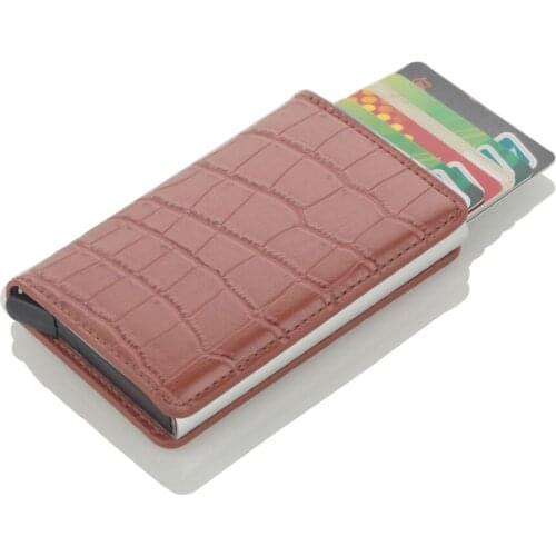 2019 NEW PU Leather Metal Men Card Holder RFID Aluminium High quality Credit Card Holder With RFID Blocking Mini Wallet