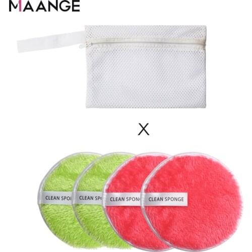 4Pcs Microfiber Makeup Remover Towel With Bag Face Plush Puff Reusable Cleansing Cloth Pads Natural Soft Cleaner Makeup Tools