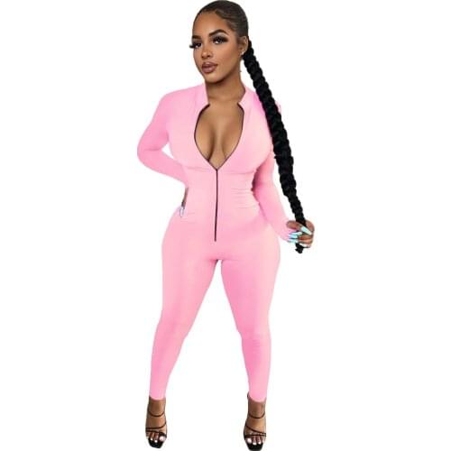 Casual Women Jumpsuit Zipper Jumpsuit Women Fitness Full Sleeve Long Romper Women Jumpsuit Overalls For Women